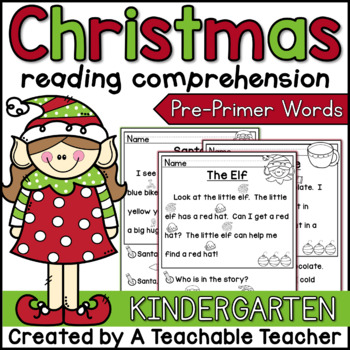 Preview of Christmas Reading Comprehension Passages Multiple Choice Questions Kindergarten