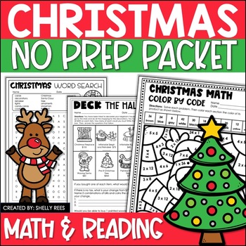 Christmas Reading & Math Packet -Worksheets & Activities