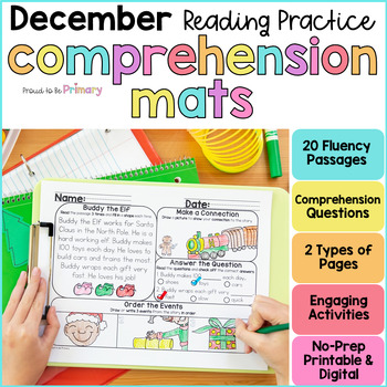 Preview of Christmas Reading Passages, Comprehension Questions & Activities for December