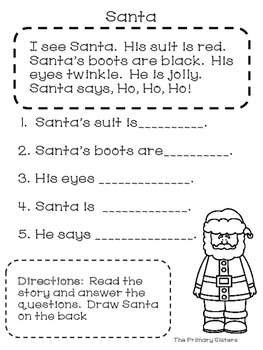 Christmas Reading and Comprehension Activities by The Primary Sisters