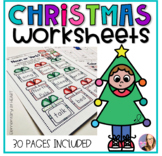 Christmas Reading and Math Worksheets (Kindergarten and Fi