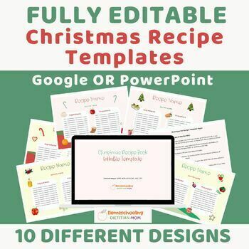 Preview of Christmas Recipe Templates - Fully Editable