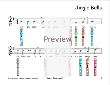 Jingle Bells For Recorder Christmas Sheet Music G Tpt