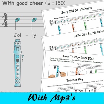 Preview of Christmas Recorder Sheet Music - Jolly Old St.Nicholas