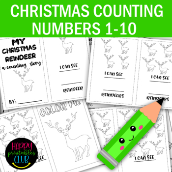 Preview of Christmas Reindeer Counting Activities Number 1-10 for Pre-K/Kindergarten