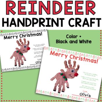 Preview of Christmas Reindeer Handprint Craft Activity for Toddler, Pre-K, Preschool