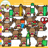 Christmas Reindeer School Supply Page Toppers Clip Art