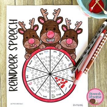 Preview of Christmas Reindeer Speech Therapy Activity 100 trials: Early Developing Sounds
