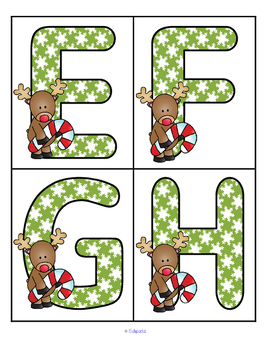 Christmas Reindeer Theme Large Letters Alphabet Flashcards ...