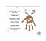Christmas Reindeer Winter Poem Handprint Craft Printable Template