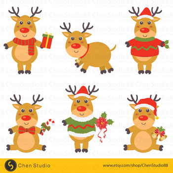 Christmas Reindeer clipart by K Kids Resources | TPT