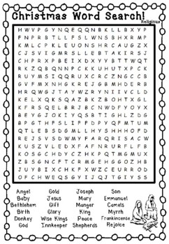Christmas Religious Word Search by Frizzle Dizzle Classroom | TpT