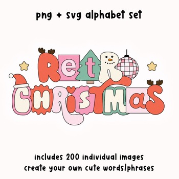 Preview of Christmas Retro Alphabet Set - 200 Cute PNG Letters