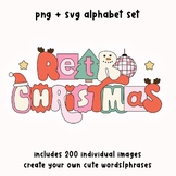 Christmas Retro Alphabet Set - 200 Cute PNG Letters