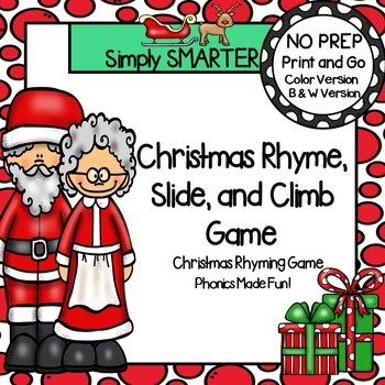 Christmas Rhyme, Slide, and Climb: NO PREP Christmas Rhyming Game