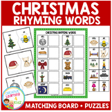 Christmas Rhyming Words Board + Puzzles