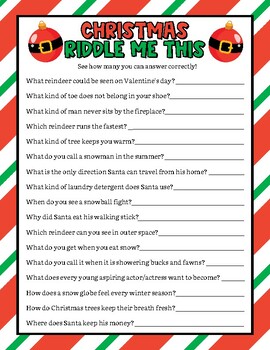 Christmas Riddle Me This Game, Christmas Riddle Activity by McMaglo Creates