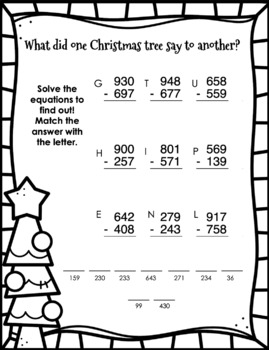 Christmas Riddles, Addition and Subtraction With and Without Regrouping