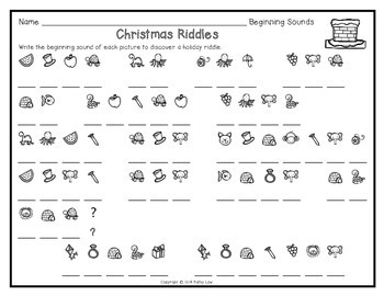 Christmas Riddles -- Beginning Sounds by Kathy Law | TpT