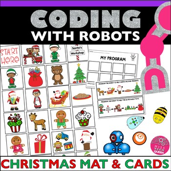Preview of Christmas Coding Activity Mat Hour of Code Robotics Maze Bee Bot December