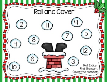 Christmas Two Dice Roll and Cover Game - Craftulate