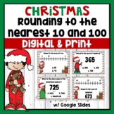 Christmas Rounding to the Nearest 10 and 100 Task Cards | 