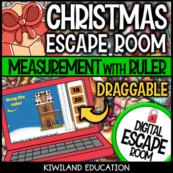 Preview of Christmas Ruler Measurement Digital Escape Room Activity Measuring Games