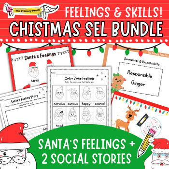 Preview of Christmas SEL Activity & Social Story Bundle | Santa's Feelings & Social Skills