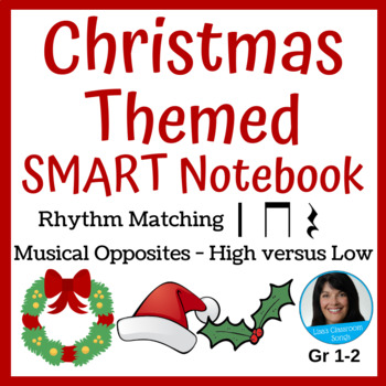 Preview of FREE Christmas SMART Notebook Activity | Music | High/Low & Rhythm | Grade 1 & 2