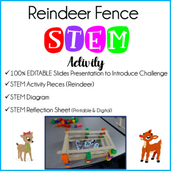 Preview of Christmas STEM Activities - STEM Challenges - Build a Reindeer Fence