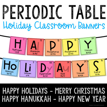 Preview of Christmas STEM Decorations - Periodic Table Holiday Bulletin Board