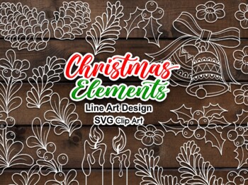 Preview of Christmas SVG Decor Element Line Art Design Clipart