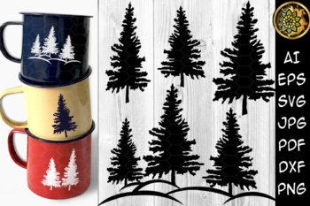 Preview of Christmas SVG Pine Tree Clipart Design Decorative Elements set 1