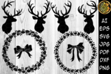 Christmas SVG Reindeer - Wreath Clipart