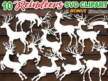 Preview of Christmas SVG Silhouette Reindeer Design Clipart