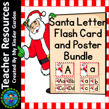Preview of Christmas Santa Alphabet Letter Flash Cards and Posters Bundle