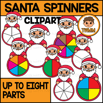 Preview of Christmas Santa Claus Spinners l Fractions & Board Game Clip Art l TWMM