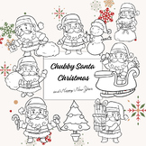 Christmas Santa Clipart Cartoon Digital Christmas Stamp