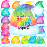 Christmas Santa Hat Clipart Watercolor Rainbow Christmas Clipart