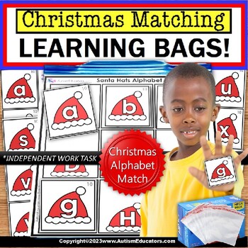 Preview of Christmas Santa Hats Alphabet Learning Bag for Special Education and Reading