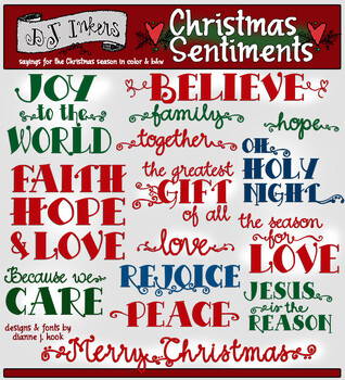 Preview of Christmas Sayings and Sentiments - Holiday Clip Art Download