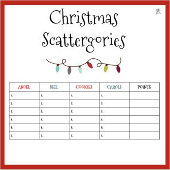 christmas games scattergories categories