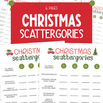 Christmas Scattergories Game Classroom Party Game Holiday Category Activity