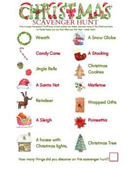 Christmas Scavenger Hunt by Geez Gwen | TPT