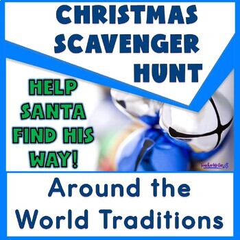 Preview of Christmas Scavenger Hunt Around the World ELA Escape Room Printable