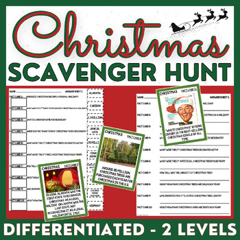 Preview of Christmas Scavenger Hunt - Informational Reading - Scoot Activity - 2 Levels