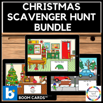 Preview of Christmas Scavenger Hunt & WH Question Scene Boom Cards™ Bundle
