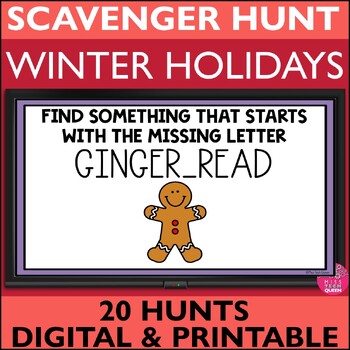 Preview of Christmas Scavenger Hunt Winter Holidays Digital Games Google Classroom Party