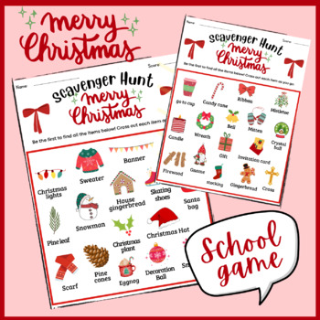 Preview of Christmas Scavenger Hunt game Advent Calendar activity 3rd 4th 5th primary 2nd