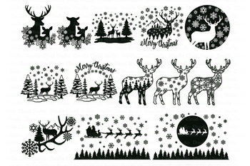 Download Christmas Scene With Deer Svg Winter Svg Deer Svg Christmas Sleigh Svg Santa